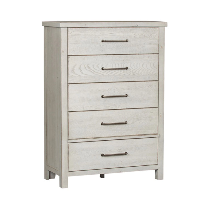 Modern Farmhouse 5 Drawer Chest in White image