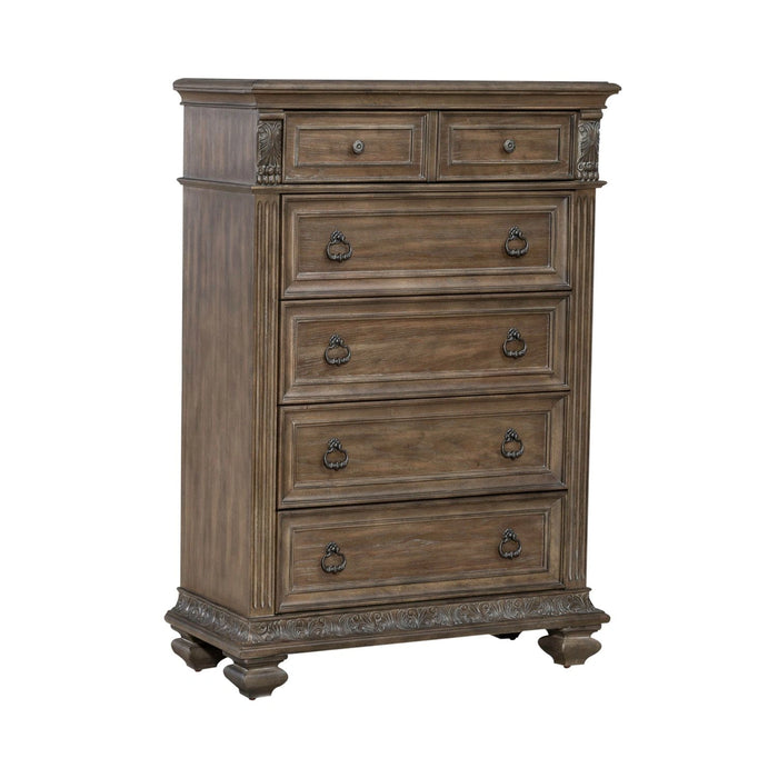 Carlisle Court 5 Drawer Chest in Chestnut with Dusty Wax image