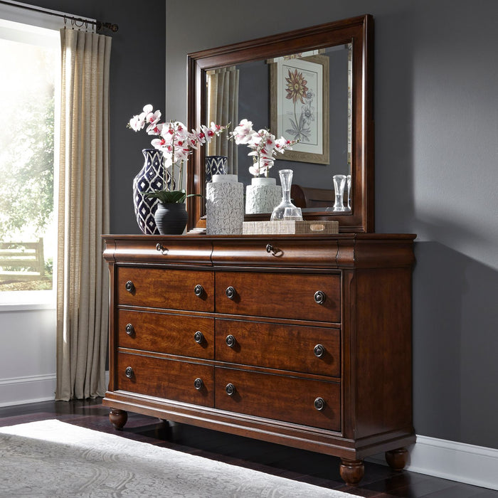 Rustic Traditions King California Sleigh Bed, Dresser & Mirror, Night Stand