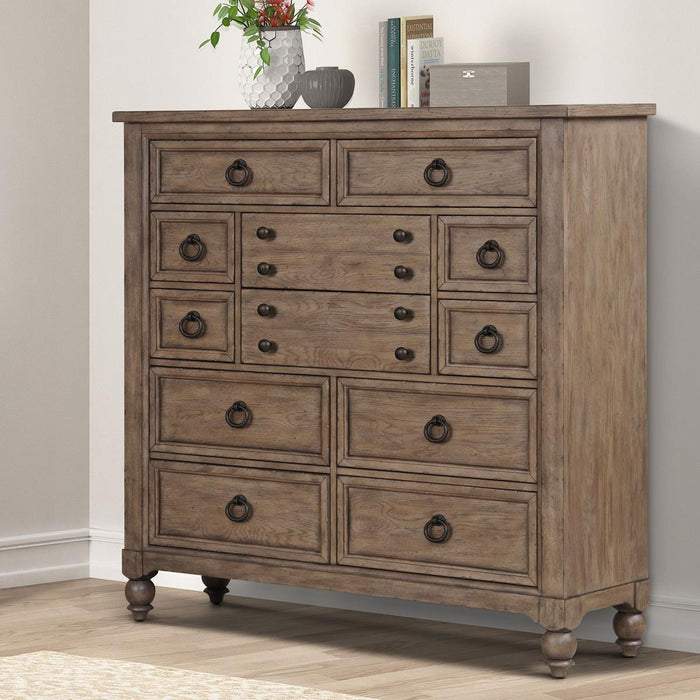 Liberty Furniture Americana Farmhouse 12 Drawer Chesser in Dusty Taupe and Black image