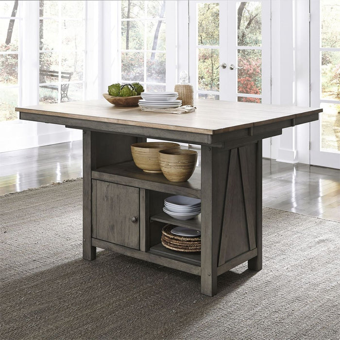 Liberty Furniture Lindsey Farm Kitchen Island in Gray and Sandstone