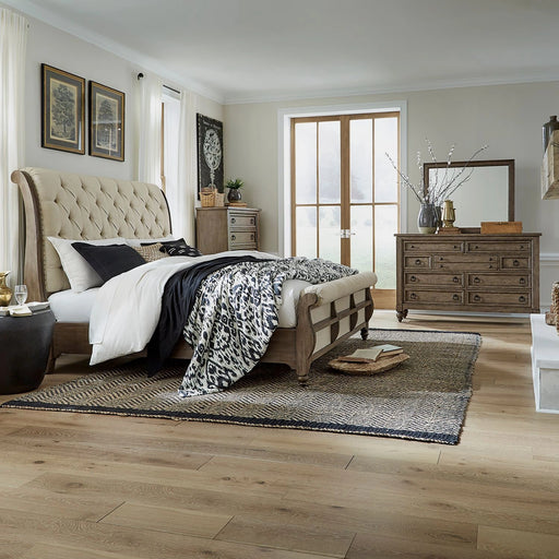 Americana Farmhouse King California Sleigh Bed, Dresser & Mirror, Chest image