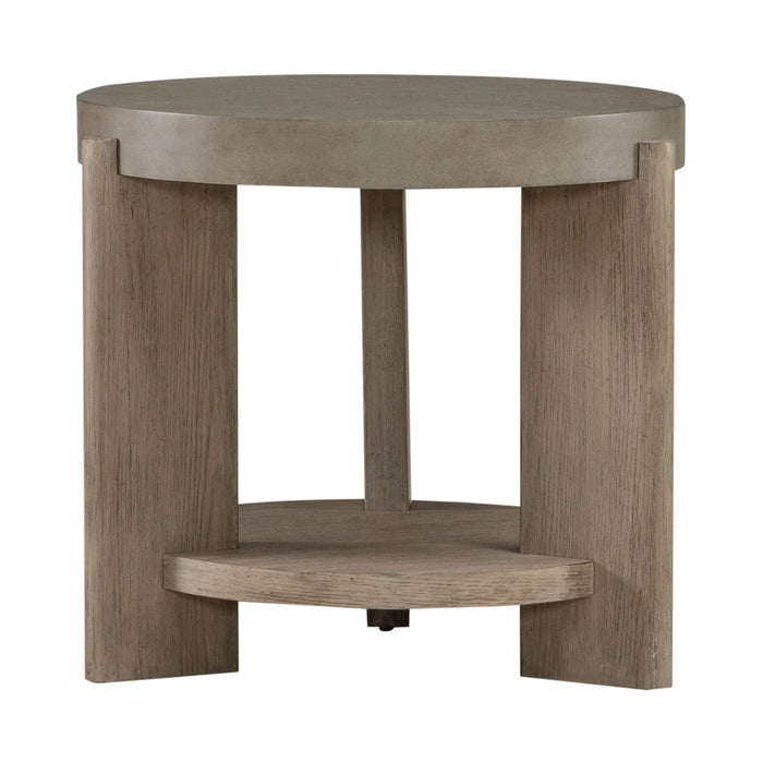 Affinity Round End Table in Dusty Taupe with Concrete Top image