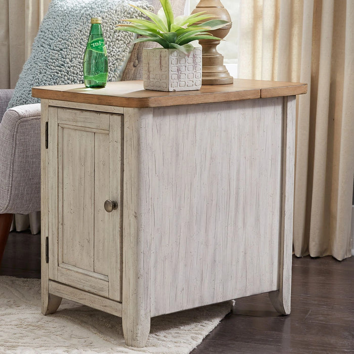 Farmhouse Reimagined Door Chair Side Table w/ Charging in Antique White image