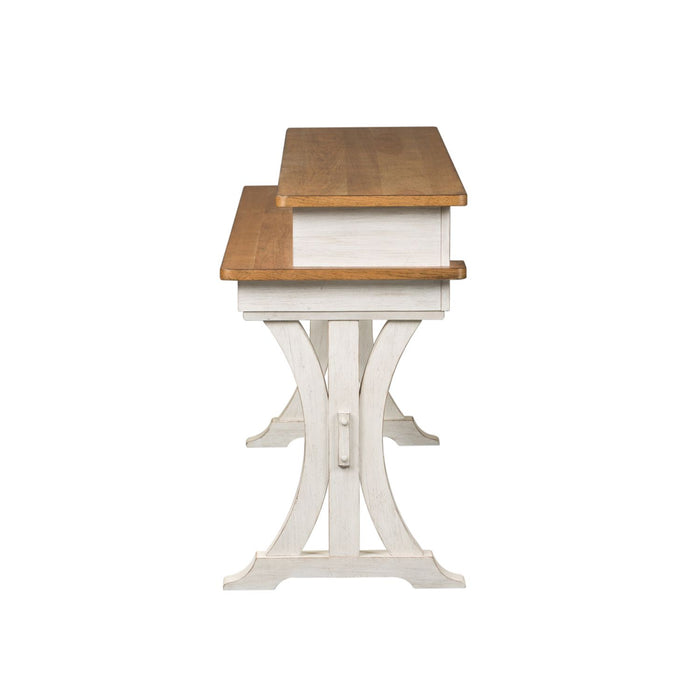 Farmhouse Reimagined Console Bar Table in Antique White