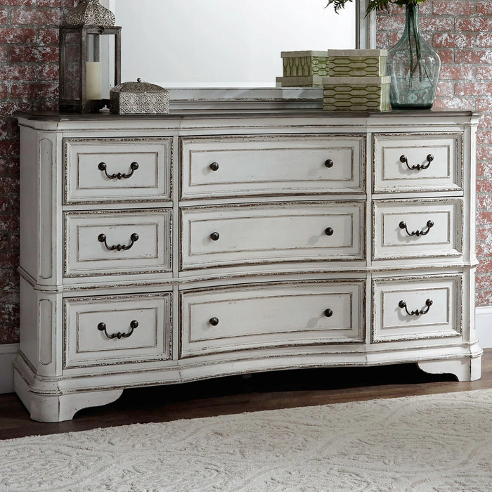 Magnolia Manor Leg 9 Drawer Dresser in Antique White image