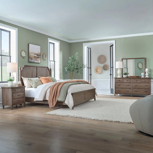 Hickory Grove California Panel Bed, Dresser & Mirror, Night Stand image