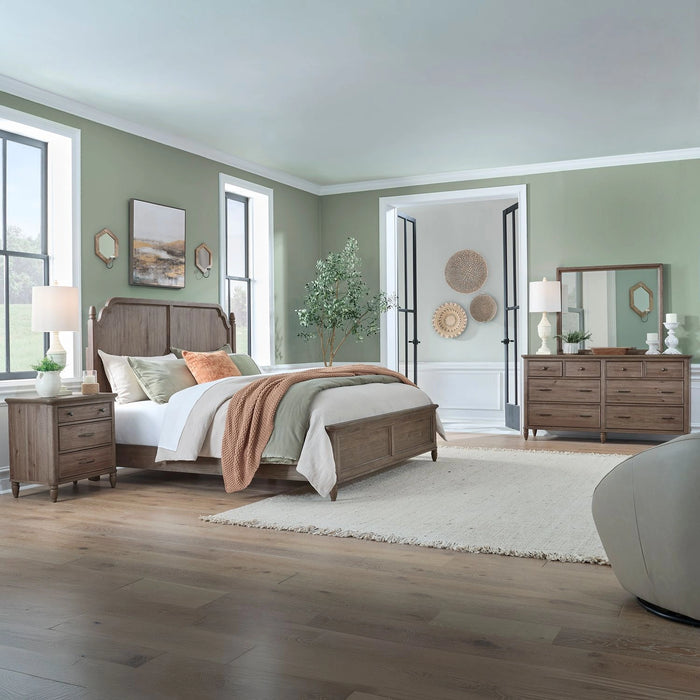 Hickory Grove California Panel Bed, Dresser & Mirror, Night Stand image