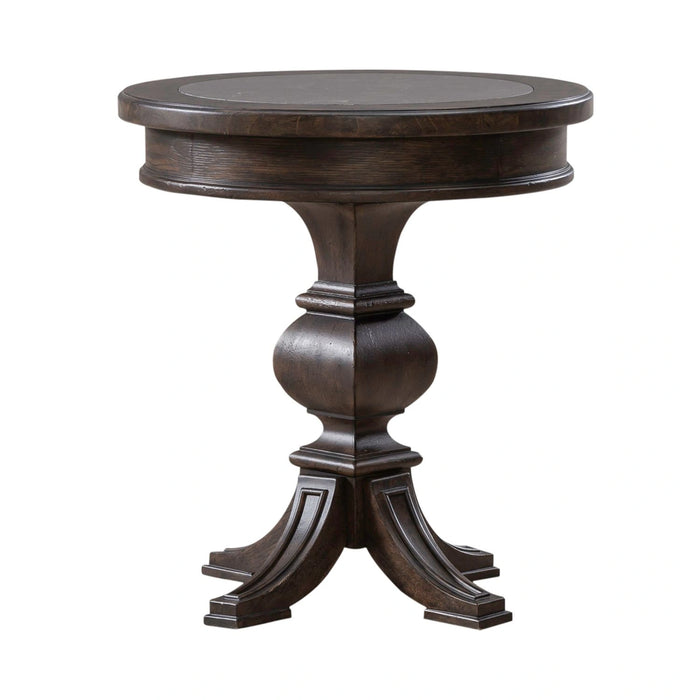 Paradise Valley Round Chairside Table in Saddle Brown image