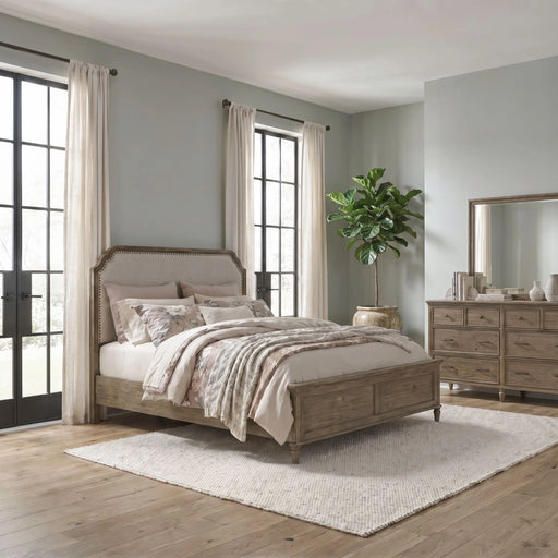 Hickory Grove California Uph Bed, Dresser & Mirror image
