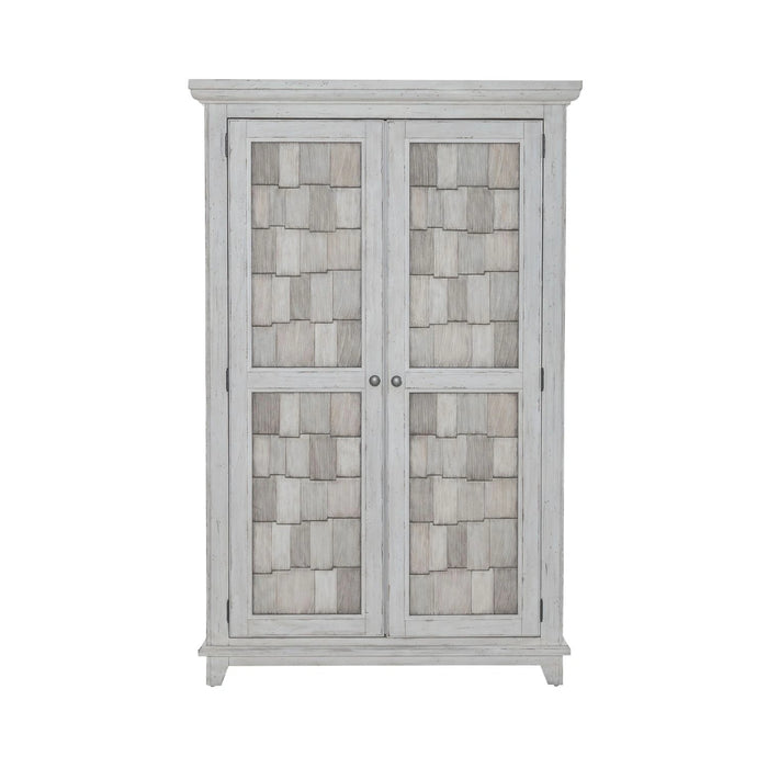 River Place Armoire in Riverstone White and Tobacco image