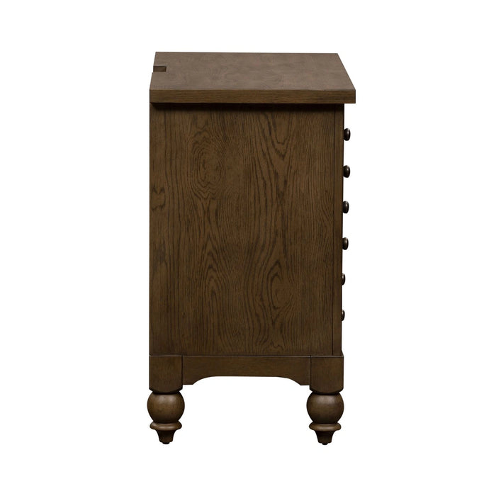 Americana Farmhouse 6 Drawer Bedside Chest in Dusty Taupe and Black image