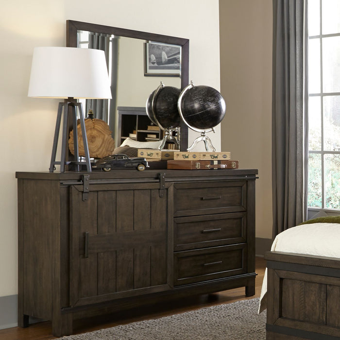 Thornwood Hills Barn Door Dresser in Rock Beaten Gray