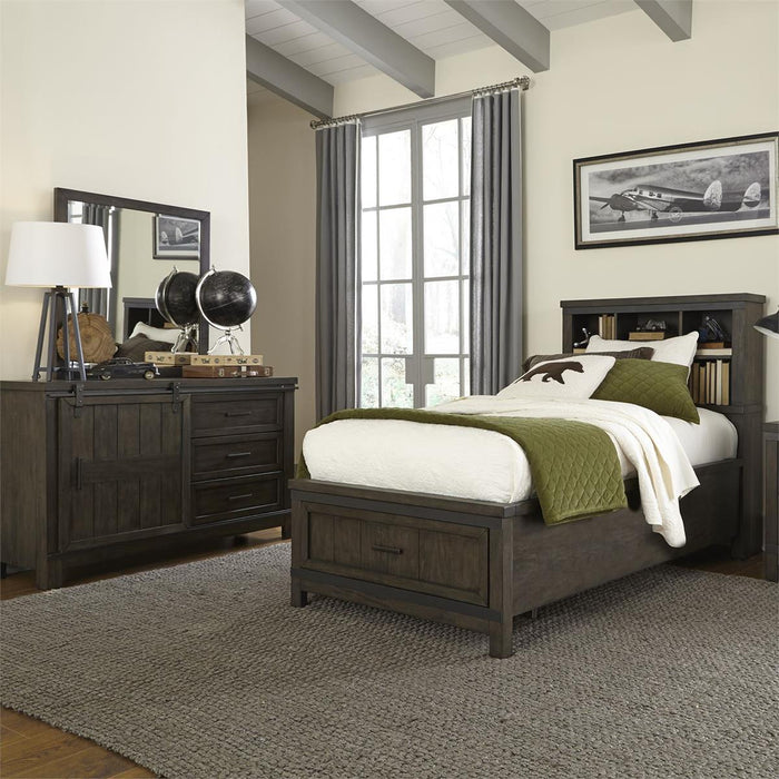 Liberty Furniture Thornwood Hills Twin Bookcase Bed in Rock Beaten Gray