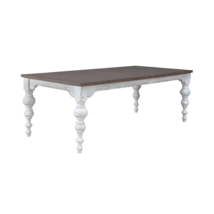River Place Rectangular Leg Table in Riverstone White & Tobacco image