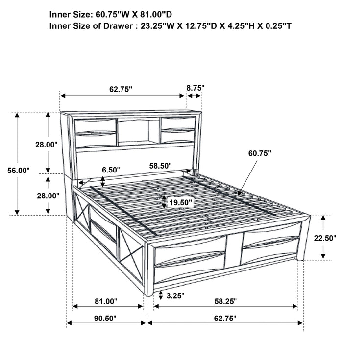 Briana Bookcase Platform Storage Bed
