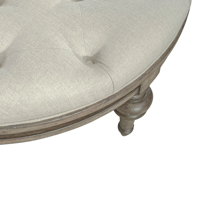 Americana Farmhouse Round Cocktail Ottoman in Dusty Taupe image