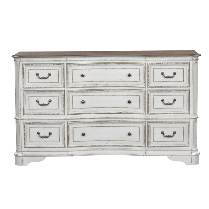 Magnolia Manor Leg 9 Drawer Dresser in Antique White image