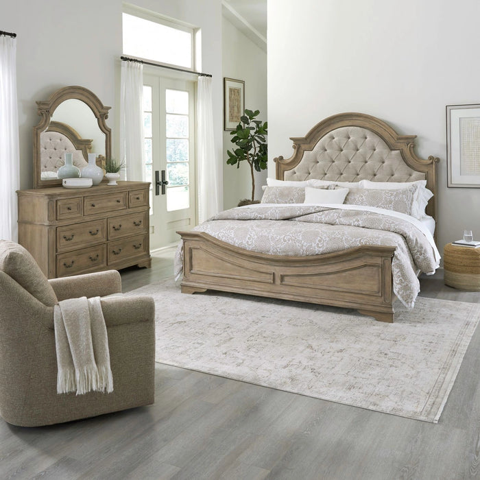 Magnolia Manor King Uph Bed, Dresser & Mirror image