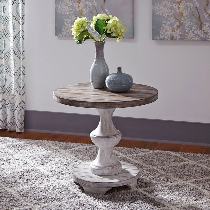 Sedona Round End Table in Heavy Distressed White image