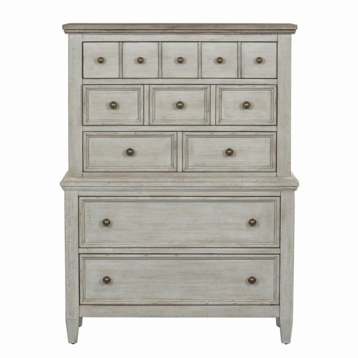 Heartland King Opt California Panel Bed, Dresser & Mirror, Chest