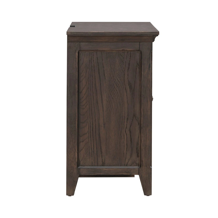 Paradise Valley 2 Door Bedside Chest with Charging Station in Saddle Brown image