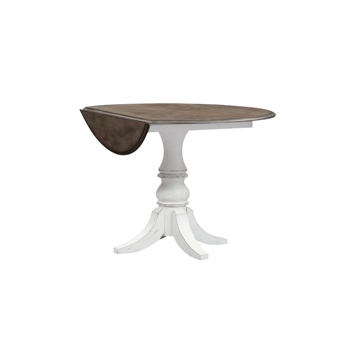 Magnolia Manor Drop Leaf Table in Antique White Base w/ Weathered Bark Tops image