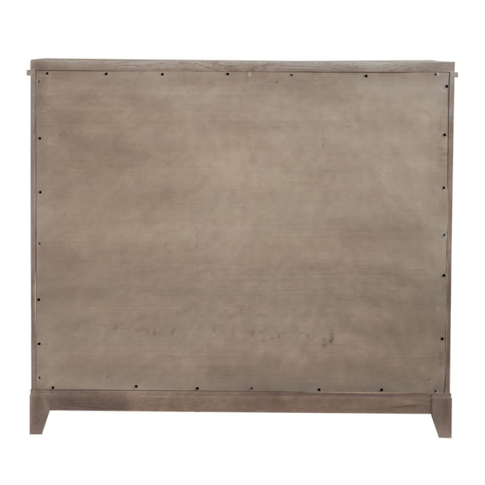 Belmar 9 Drawer Bureau Dresser in Washed Taupe and Silver Champagne
