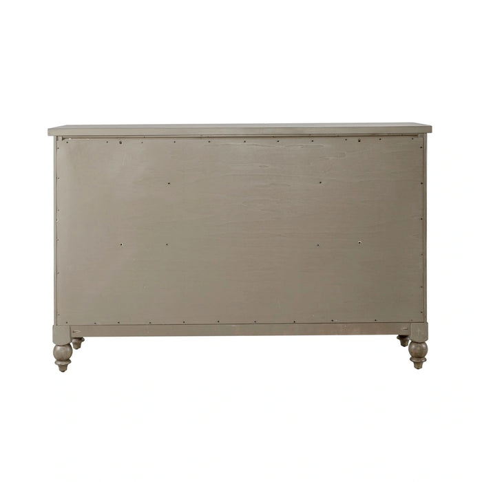Americana Farmhouse 9 Drawer Dresser in Dusty Taupe and Black image