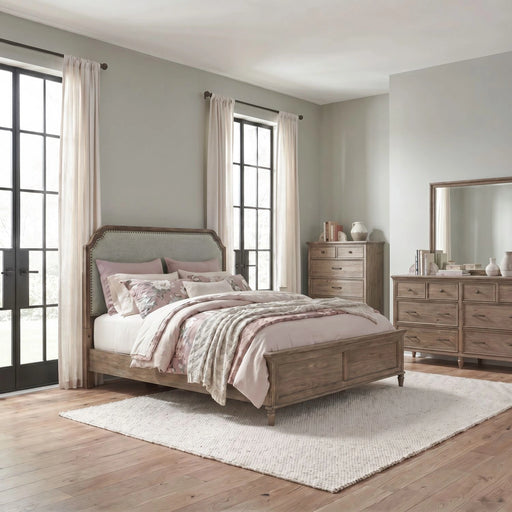 Hickory Grove Uph Bed, Dresser & Mirror, Chest image