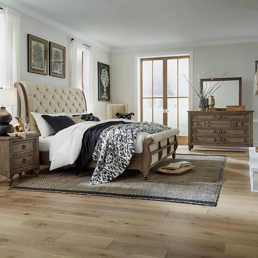Americana Farmhouse King Sleigh Bed, Dresser & Mirror, N/S image