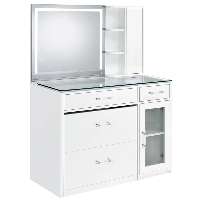 Flora Makeup Vanity Table with LED Mirror and Stool Set