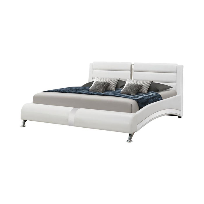 Felicity Contemporary White Upholstered Eastern King Bed