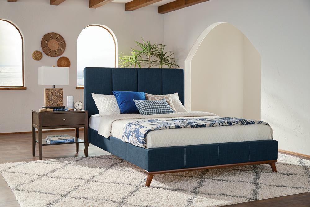 Charity Blue Upholstered King Bed