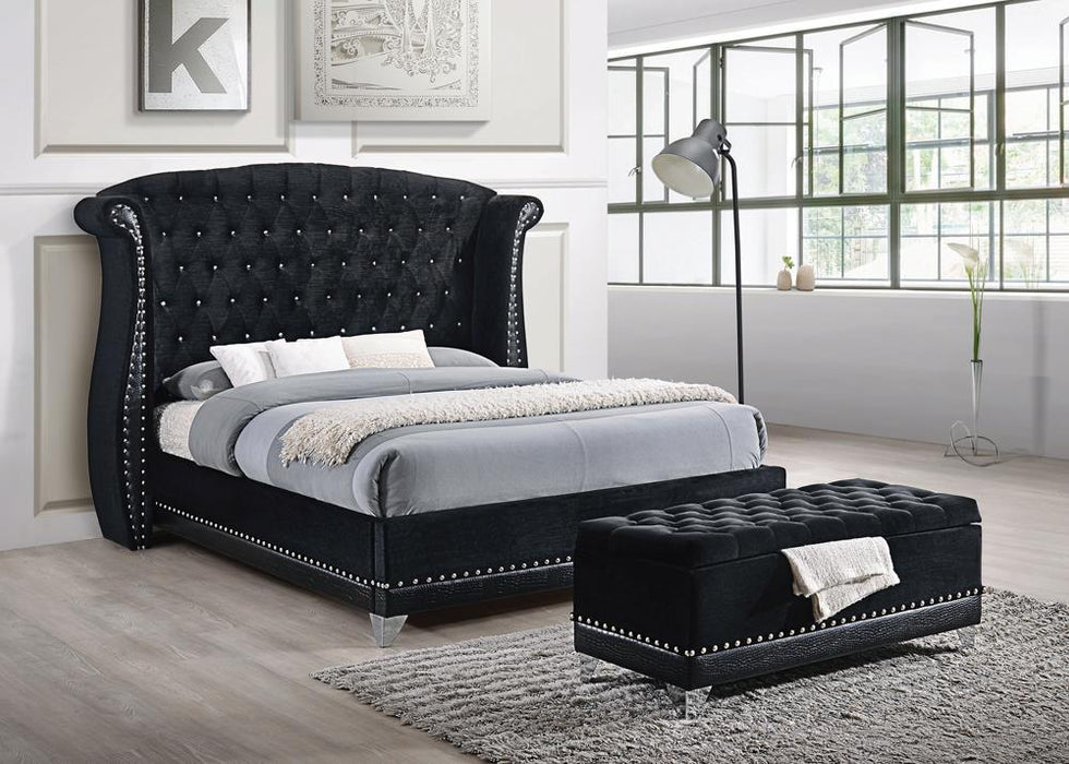 Barzini Black Upholstered California King Bed