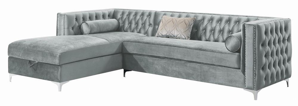 Bellaire Contemporary Silver and Chrome Sectional