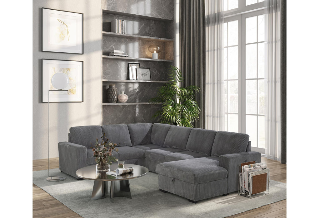 U2660 GREY SECTIONAL W/PULL OUT image