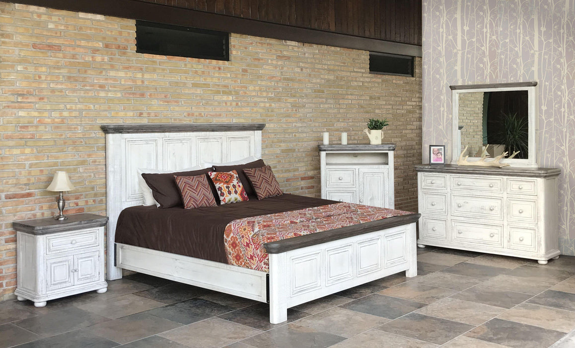 Luna California King Panel Bed in Off White