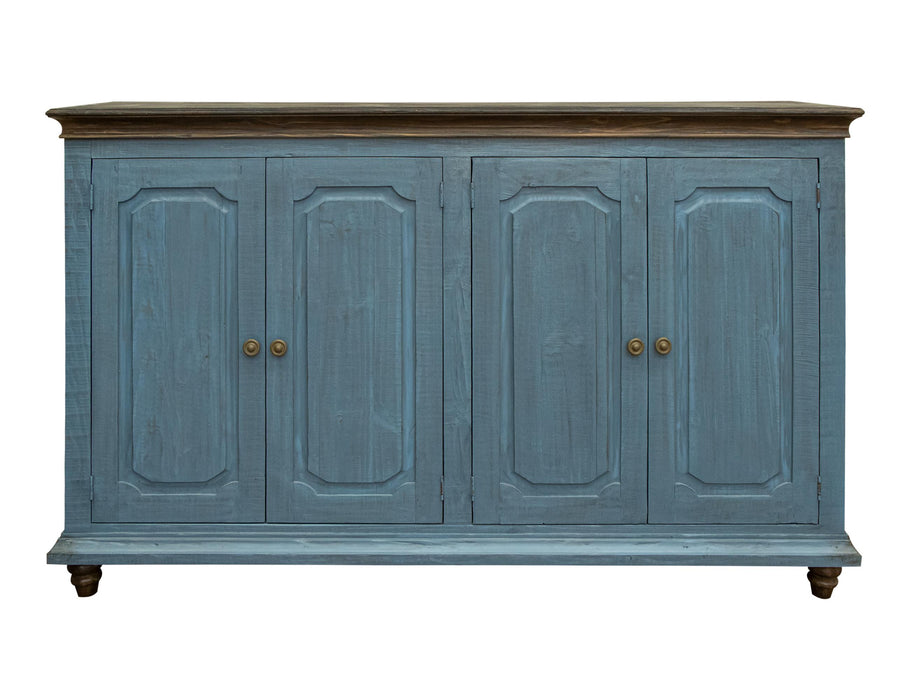 Margot 4 Doors Console, Two fixed shelves, Sky Blue Finish image