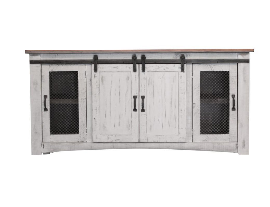 Pueblo White 70" TV Stand w/4 doors and Shelves image