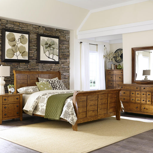 Grandpas Cabin Queen Sleigh Bed, Dresser & Mirror, Chest, Night Stand image