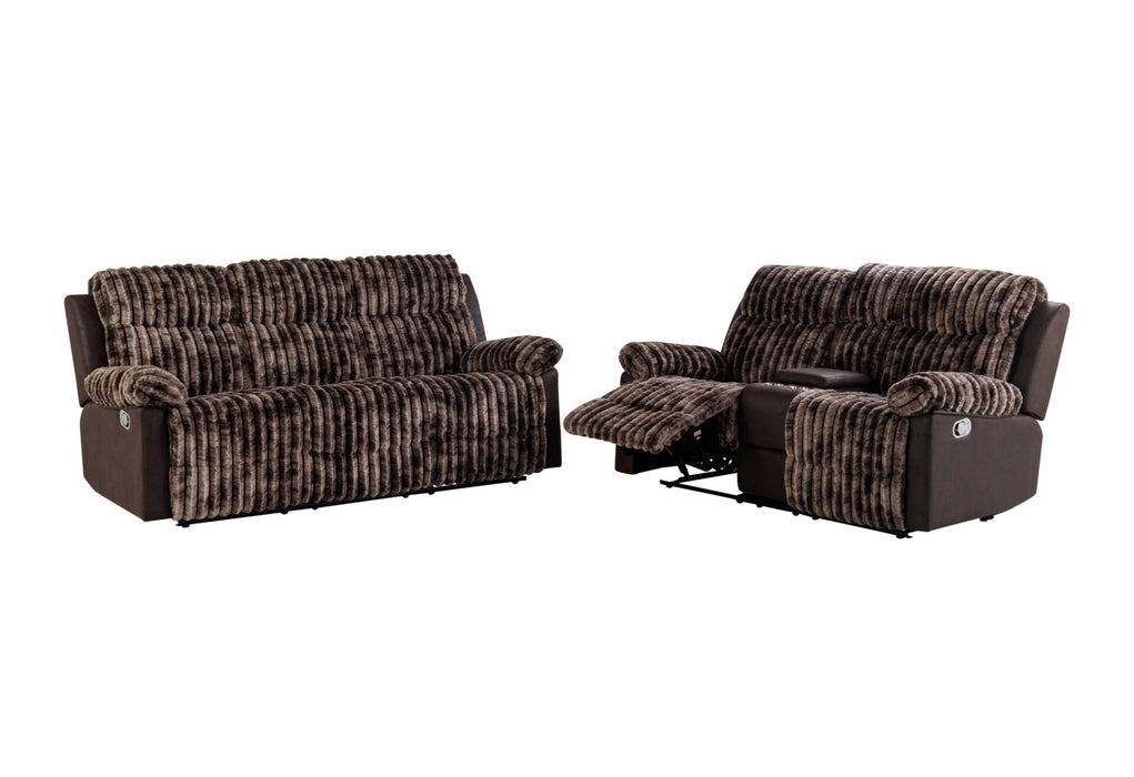 U6028 Brown Reclining Sofa-Console Reclining Loveseat