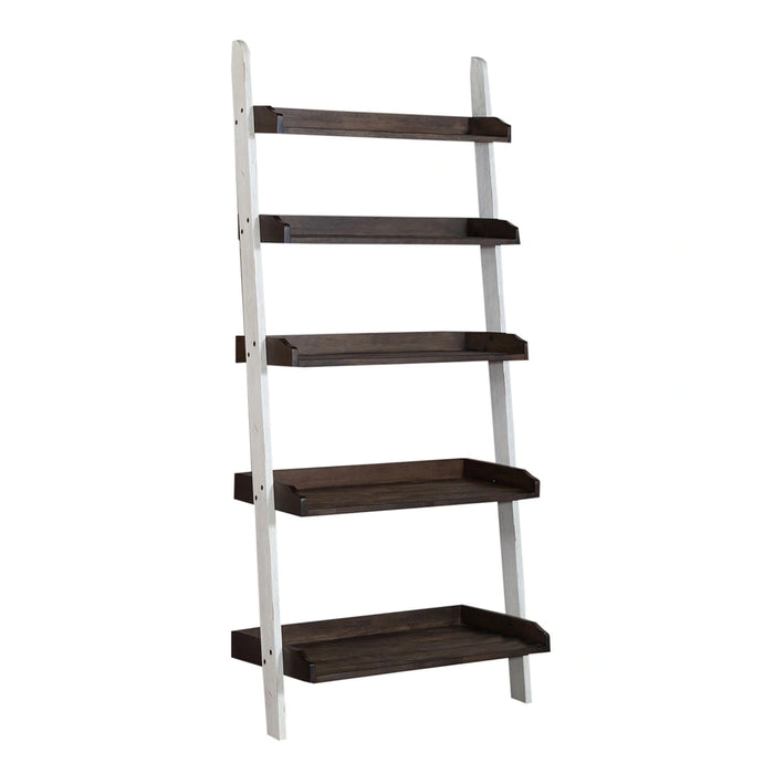 Farmhouse Leaning Bookcase in White/Oak image
