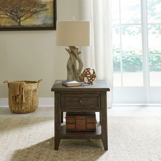 Paradise Valley Rectangular End Table in Saddle Brown image