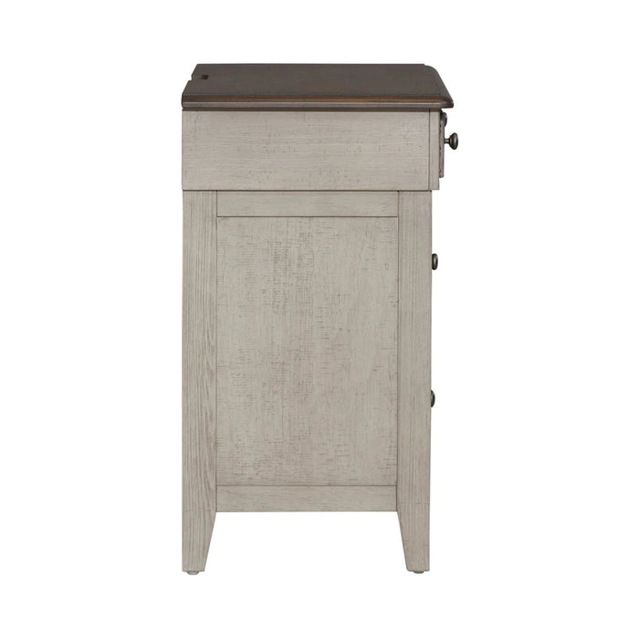 Ivy Hollow 3 Drawer Bedside Chest w/ Charging Station in Weathered Linen image