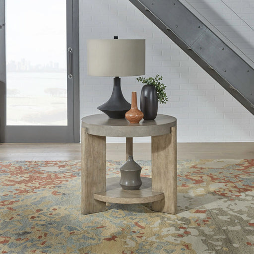 Affinity Round End Table in Dusty Taupe with Concrete Top image