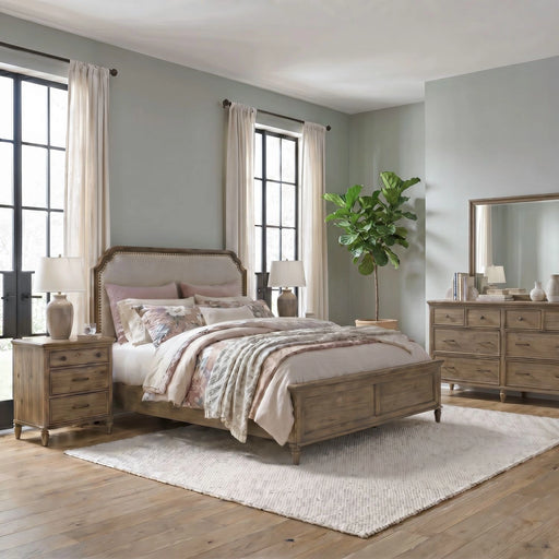 Hickory Grove California Uph Bed, Dresser & Mirror, Night Stand image