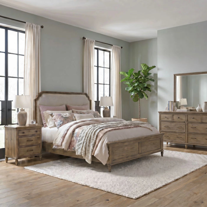 Hickory Grove California Uph Bed, Dresser & Mirror, Night Stand image