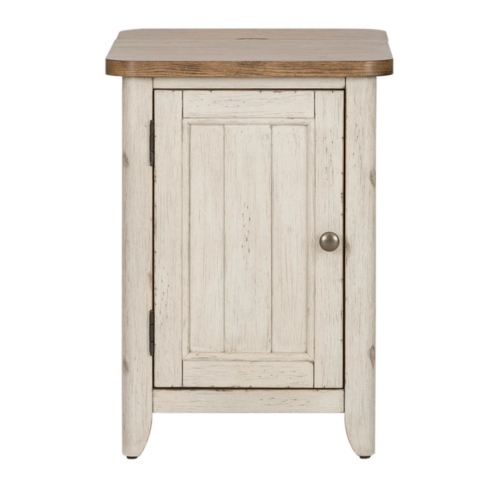 Farmhouse Reimagined Door Chair Side Table w/ Charging in Antique White image