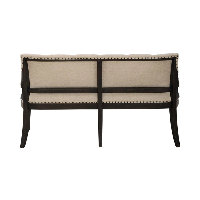 Americana Farmhouse Uph Shelter Dining Bench in Dusty Taupe & Black image